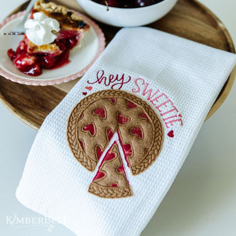 Kimberbell Embroidery Club: January 2023 – Hey Sweetie Pie Tea Towel (design only)