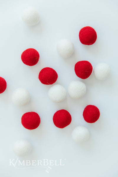 Red & White Wool Felt Balls