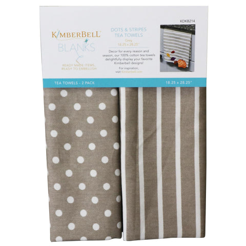 Dots & Stripes Tea Towels - Grey