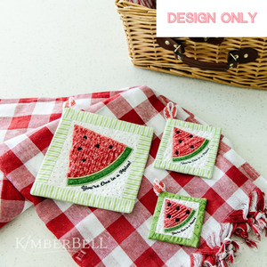 Kimberbell Embroidery Club: May 2022 – Watermelon Chenille Hot Pad (design only)