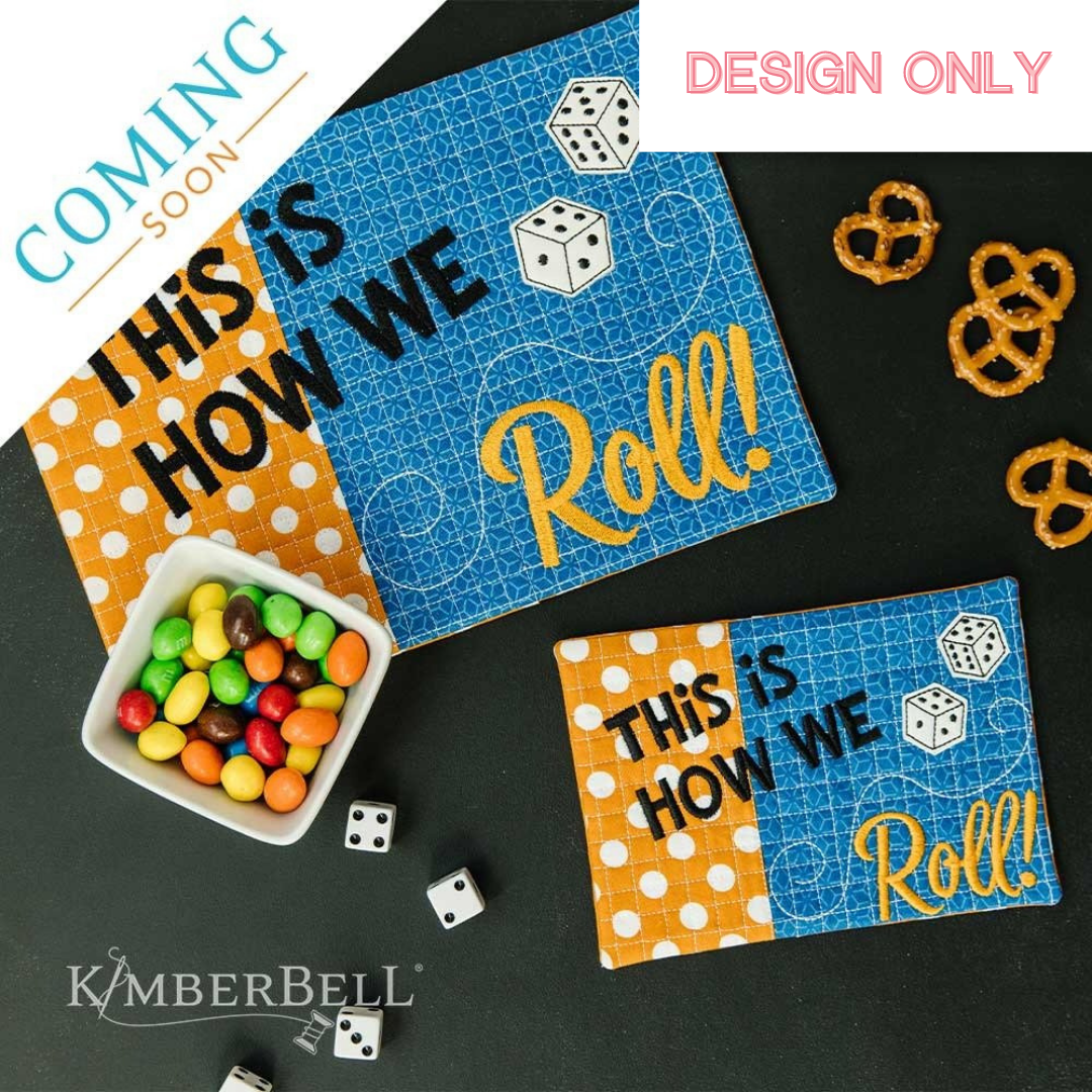 Kimberbell Embroidery Club: November 2022 – This Is How We Roll Mug Rug (design only)
