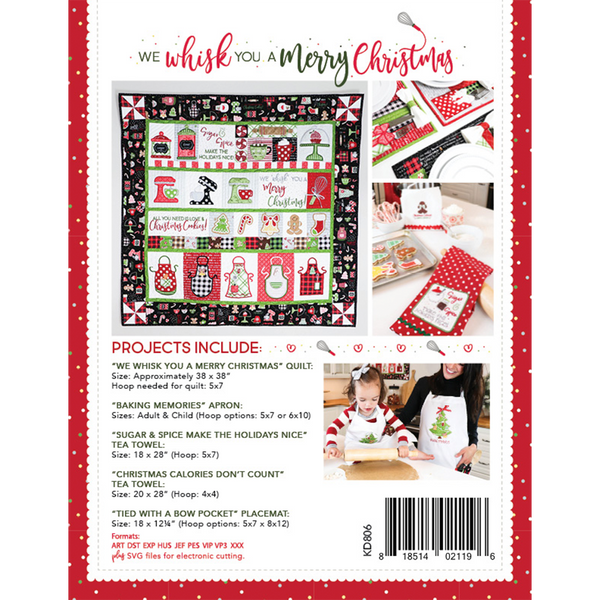 We Whisk You A Merry Christmas Quilt (Machine Embroidery)
