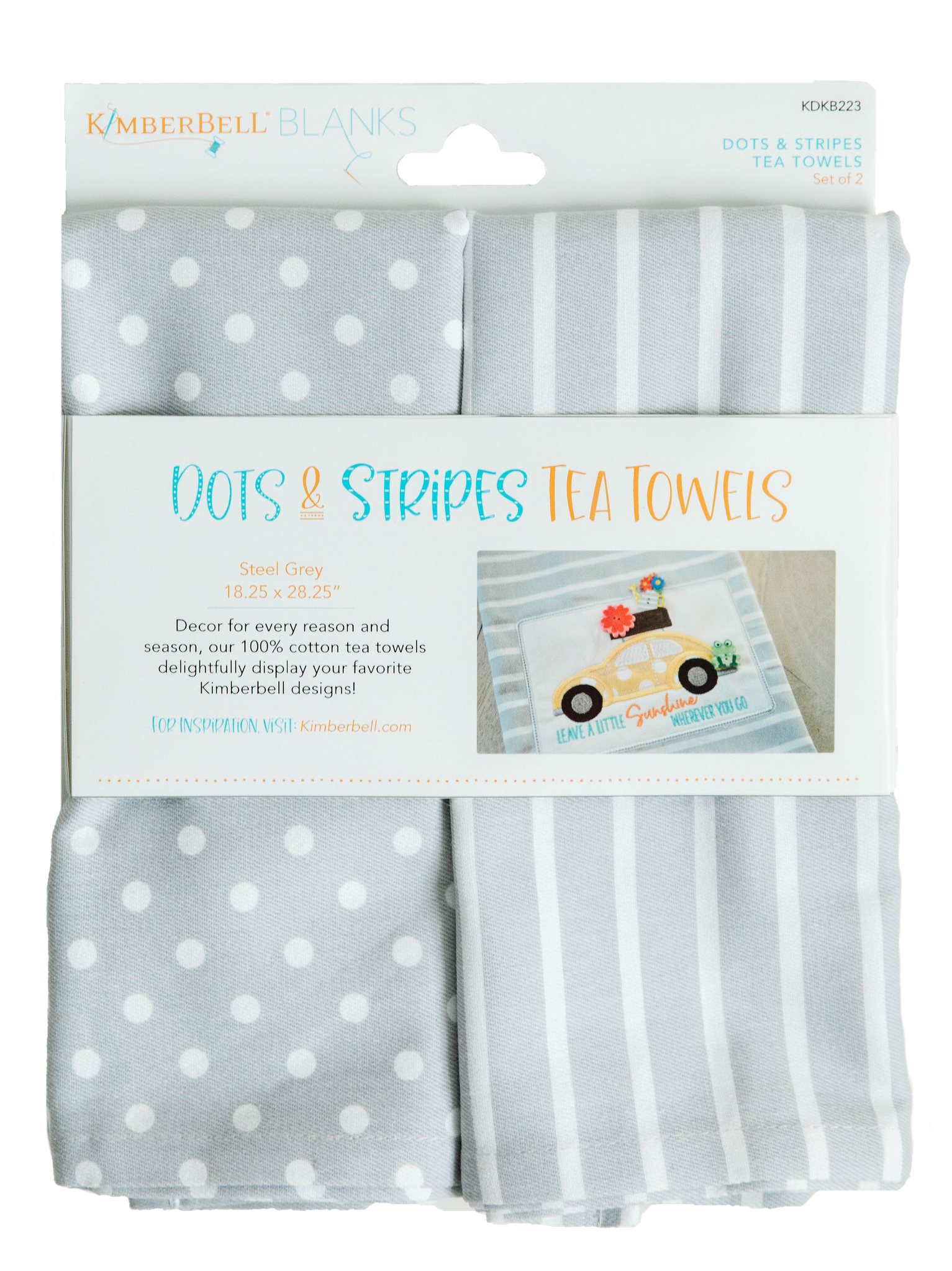 Dots & Stripes Tea Towels - Steel Grey