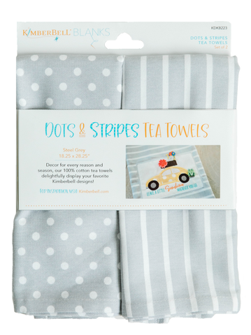 Dots & Stripes Tea Towels - Steel Grey