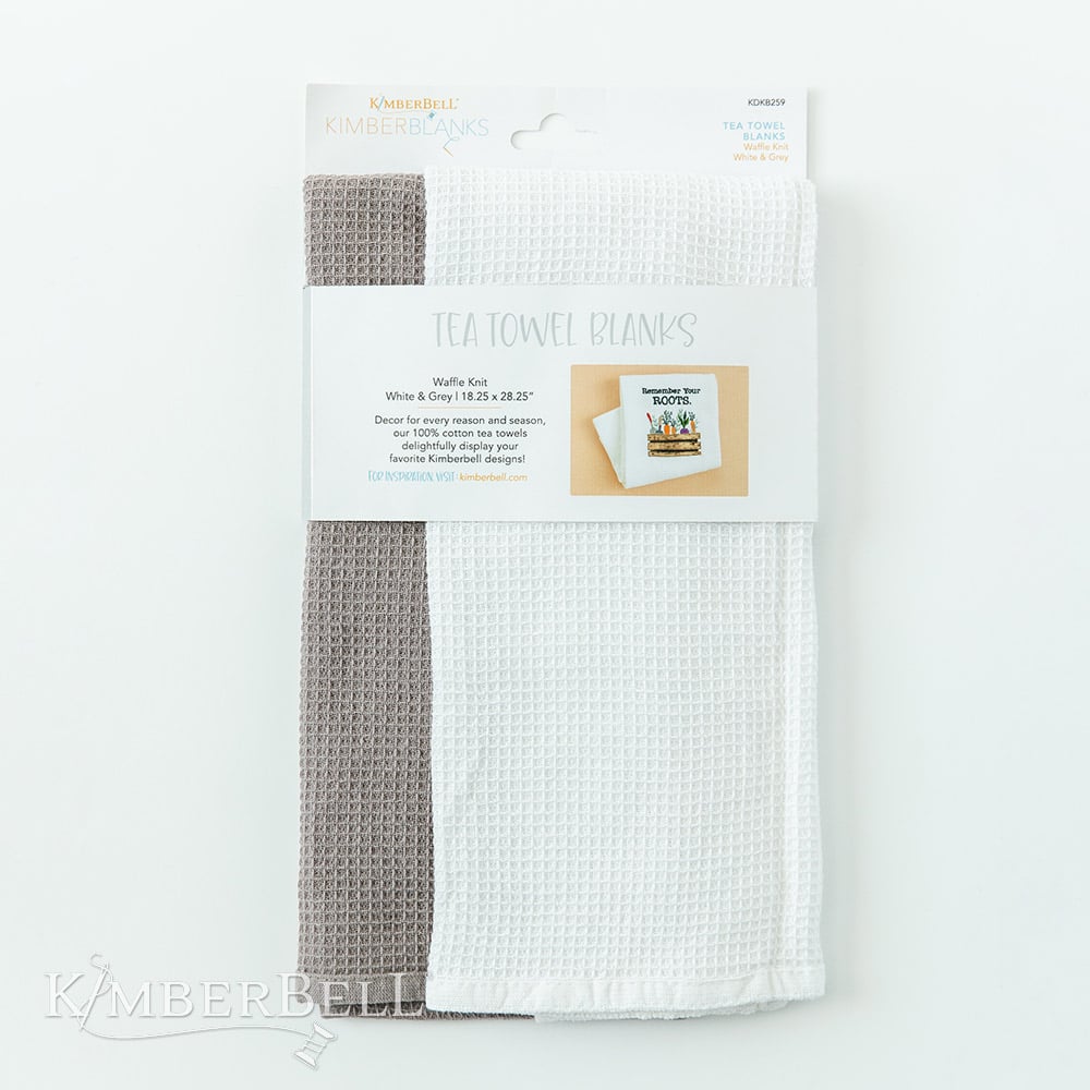 Tea Towels Blanks, Waffle Weave, White & Grey