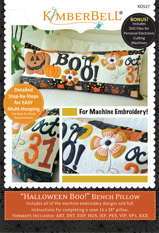 Halloween Boo Bench Pillow (Machine Embroidery)